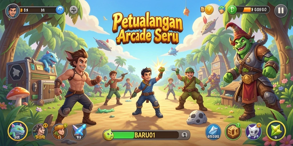 Tampilan gameplay seru dan penuh warna dalam BARU01.