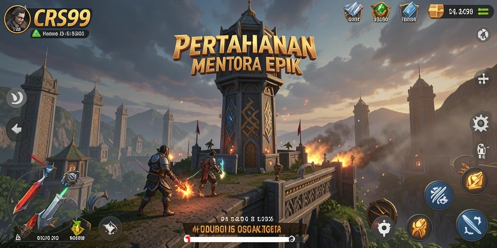 Tampilan gameplay menara strategis yang mendebarkan di CRS99.