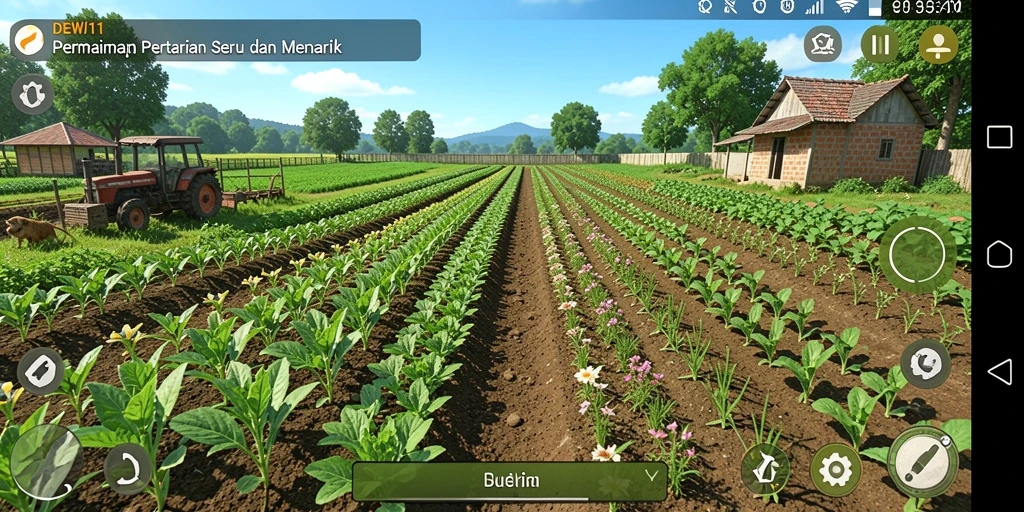 Tampilan gameplay menarik dari DEWI11 dengan ladang yang luas.