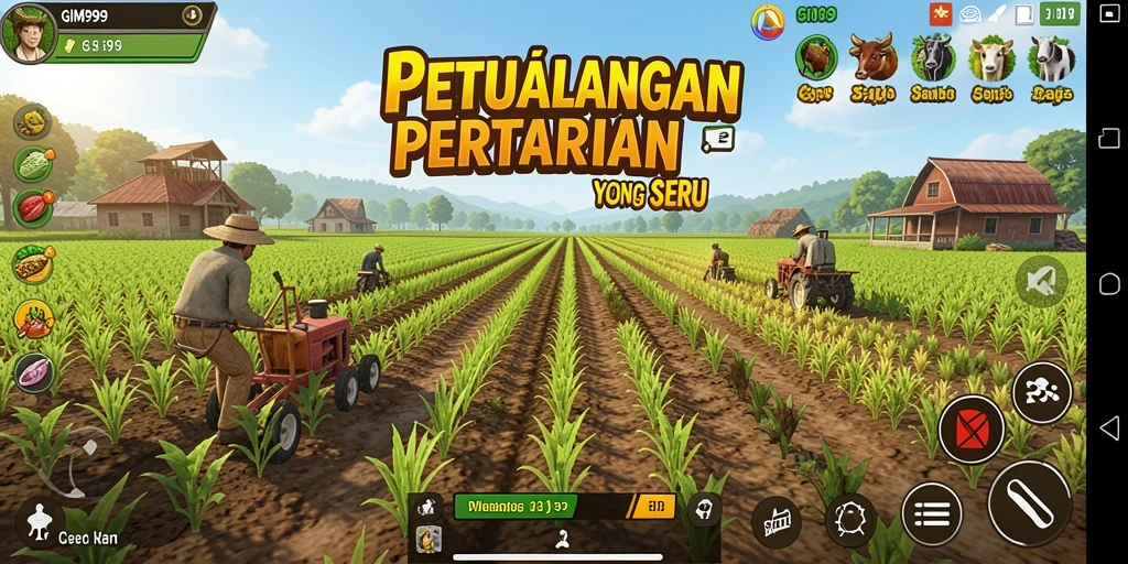 Tampilan menarik gameplay GIM999 dengan aktivitas bertani.