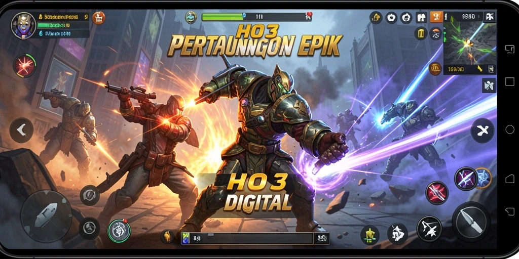 Screenshot HO3 menampilkan pertarungan seru antar karakter yang beragam.