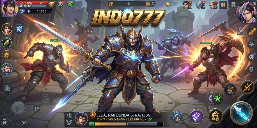 Screenshot gameplay SLG INDO777 menampilkan aksi pertempuran seru.