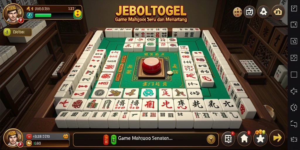 Tampilan screenshot permainan JEBOLTOGEL dengan ubin Mahjong yang berwarna-warni.