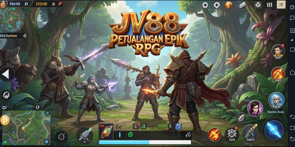 Tangkapan layar JV88 menunjukkan aksi seru dalam pertarungan RPG.