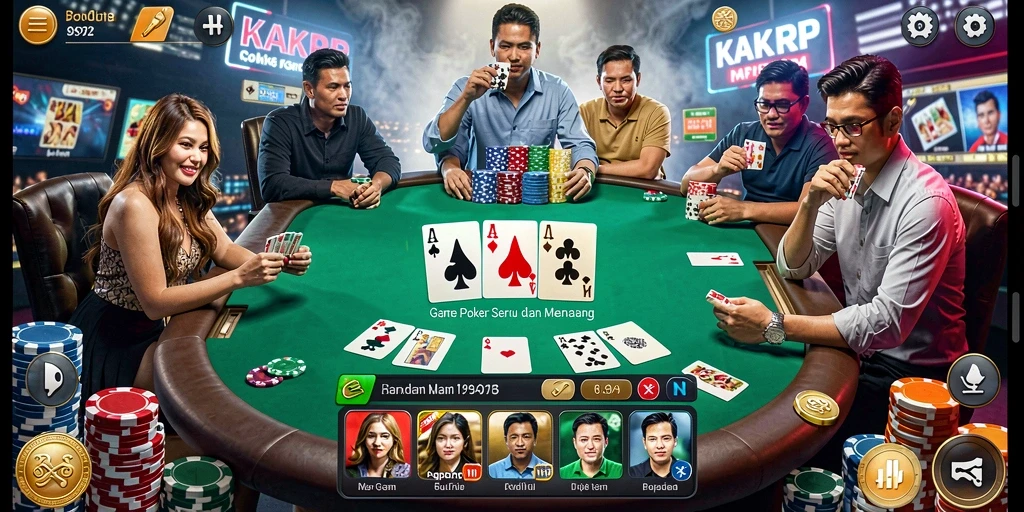 Tampilan gameplay Poker yang seru dan interaktif di KAKRP.