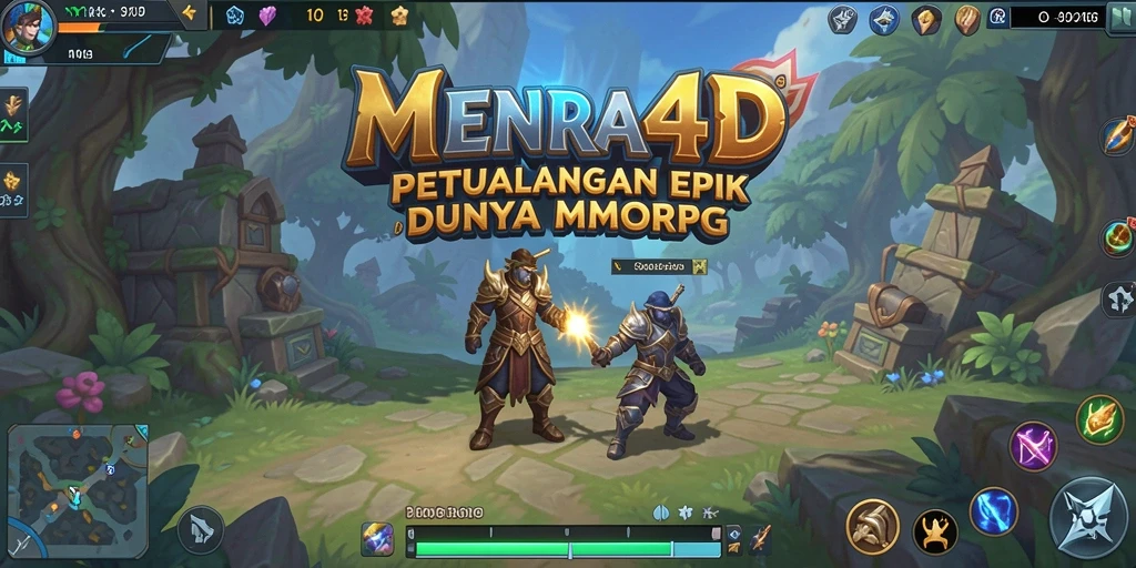 Tangkapan layar utama MENARA4D menampilkan aksi pertempuran seru dalam MMORPG.
