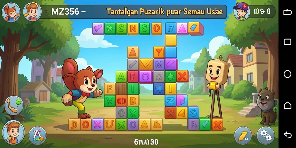Screenshot gameplay MZ356 menunjukkan tantangan puzzle yang menawan.