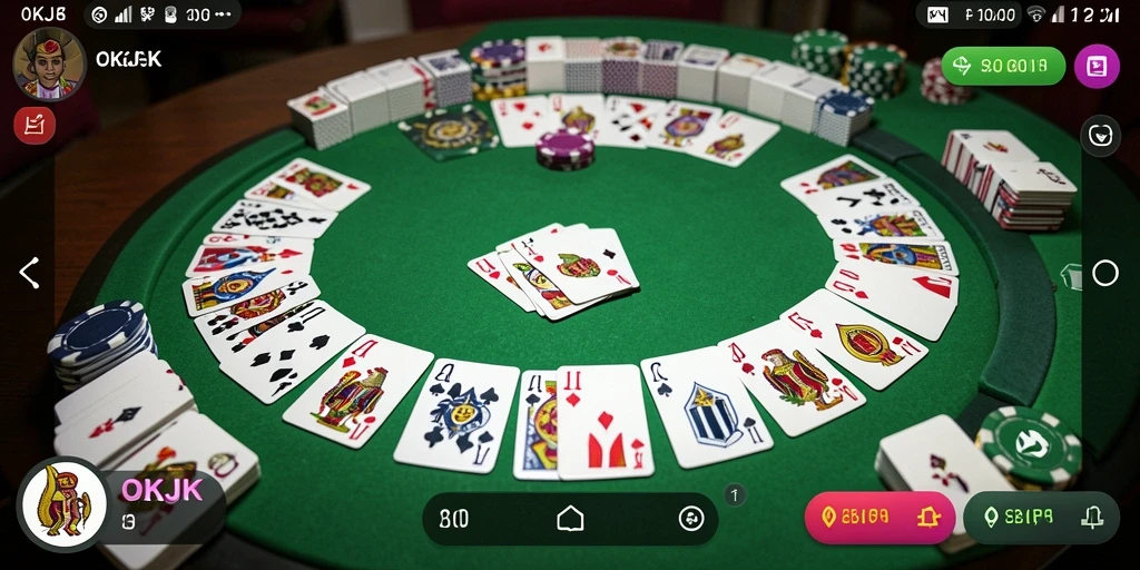 Screenshot gameplay Gaple di OKJK yang menampilkan suasana permainan seru.