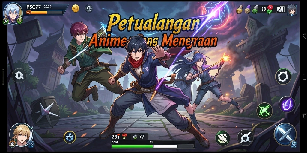 Tampilan menarik dari gameplay PSG77 yang menonjolkan aksi Anime.