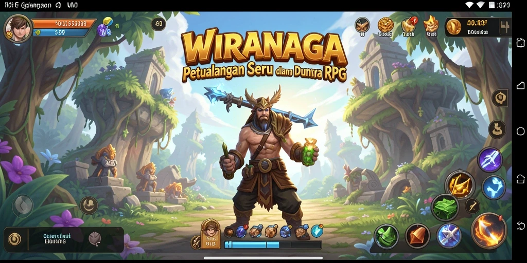 Tampilan gameplay menakjubkan dari WIRANAGA dengan aksi RPG yang mendalam.